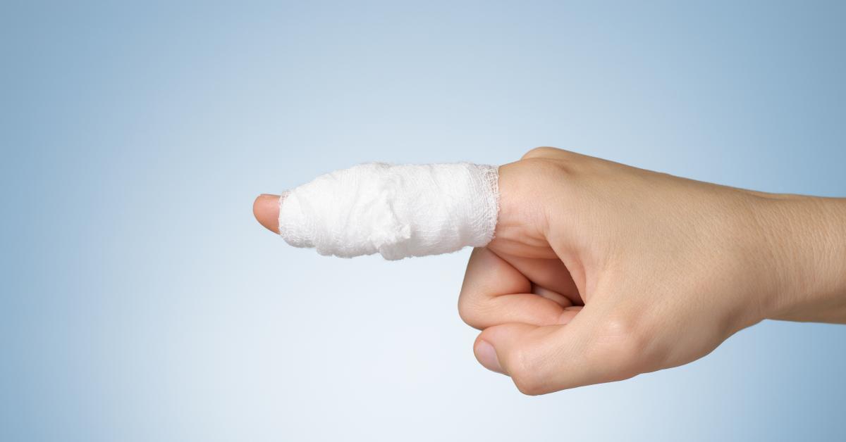 Bandaged finger pointing (Pun!)