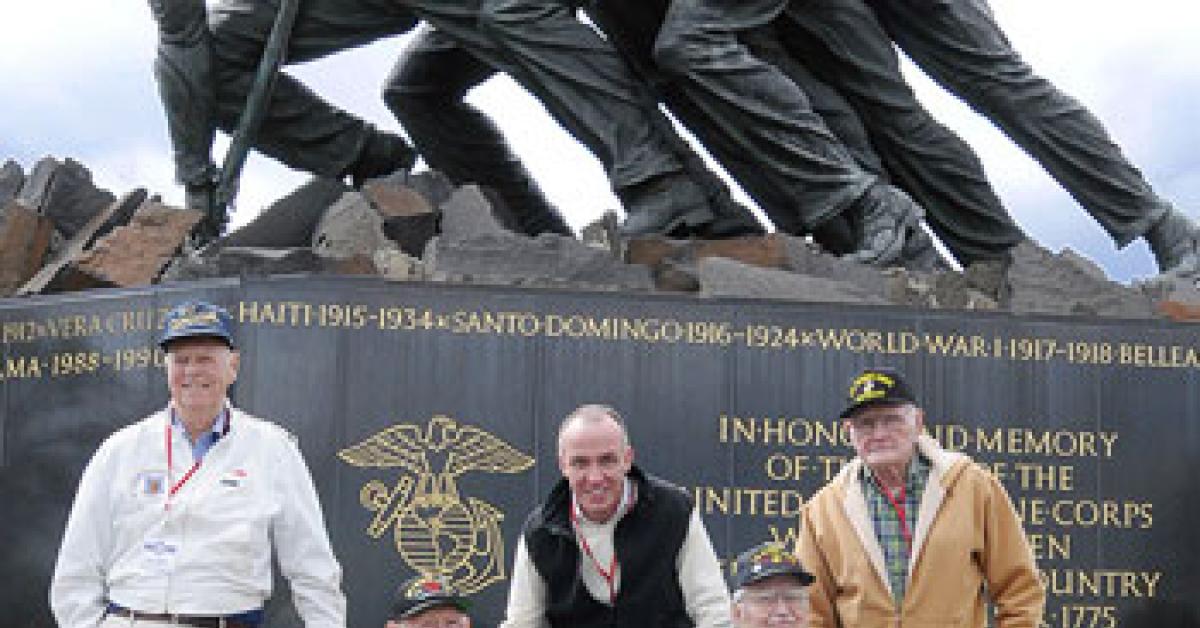 Eddie Mannis at Iwo Jima memorial in Washington, D.C.