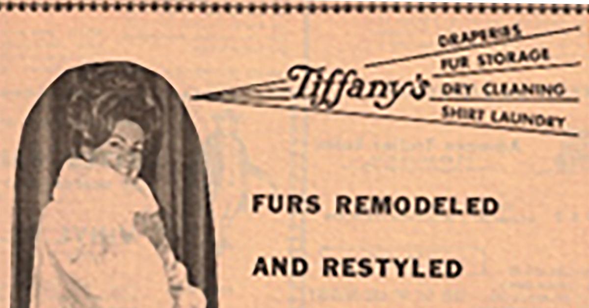Tiffany Cleaners fur cleaning services ad 1970s
