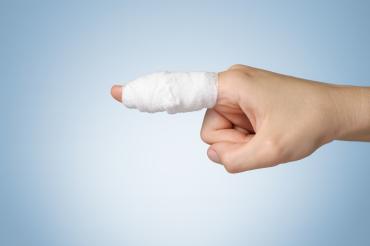 Bandaged finger pointing (Pun!)