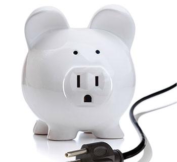 piggy bank and power cord