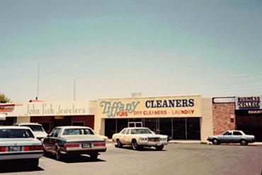 Tiffany Cleaners, retro shot exterior
